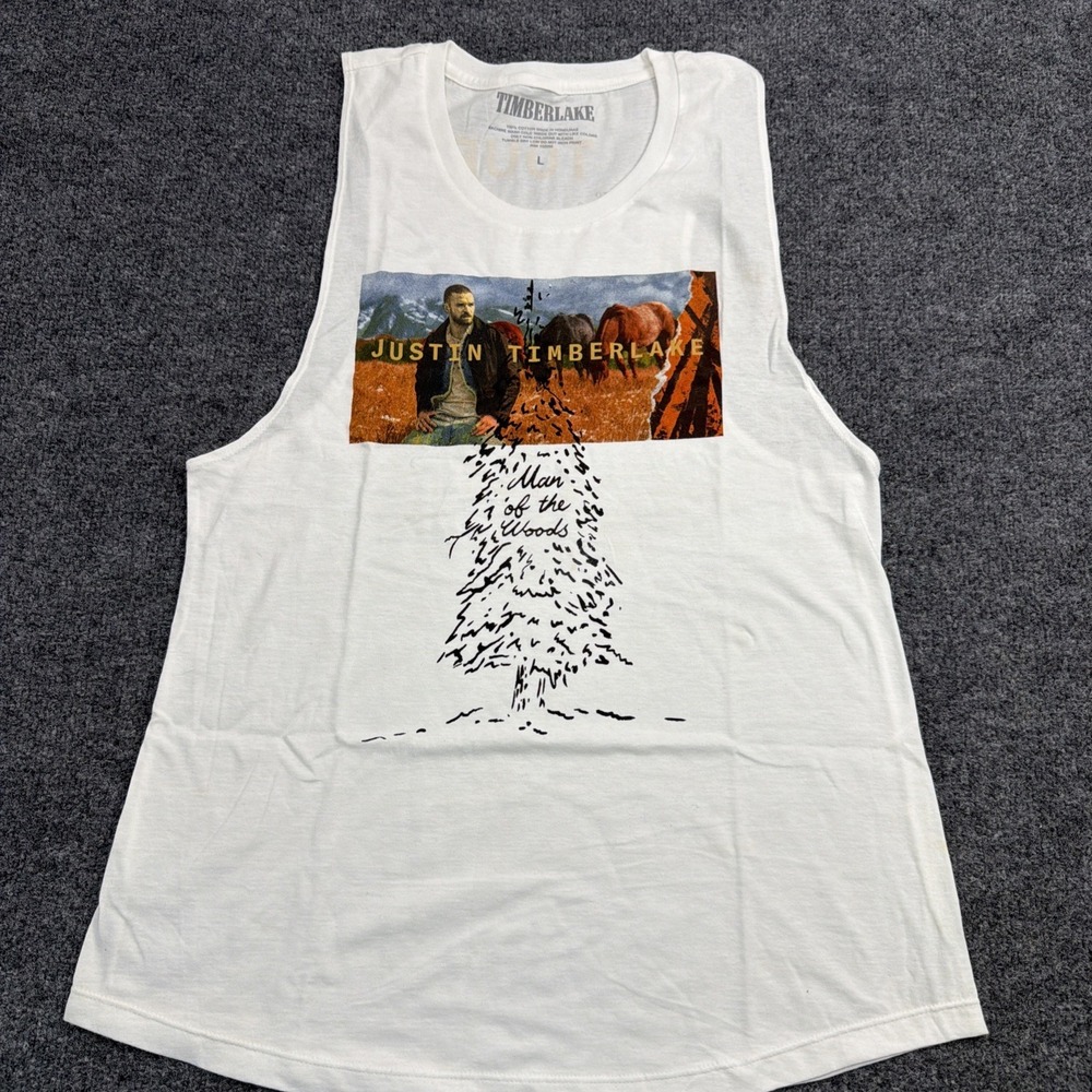 Justin Timberlake White Women's Size Large Tank Top Man Of The Woods Tour